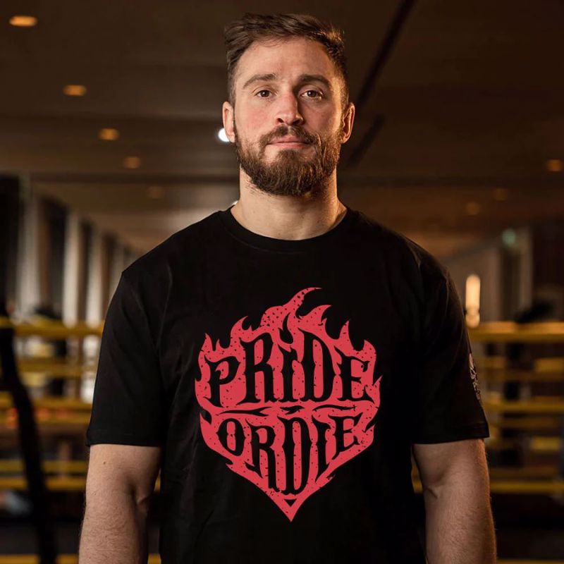 PRiDEorDiE flames T-Shirt -black